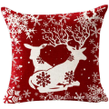 Nordic Linen Elk Snowflake Christmas Series cushion cover